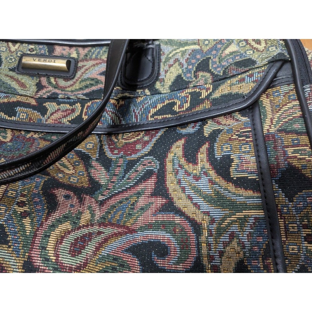Verdi Boho Tapestry Shoulder Carry On Tote Bag 21"x15"x8" Weekend Retro Vntg - Picture 15 of 16